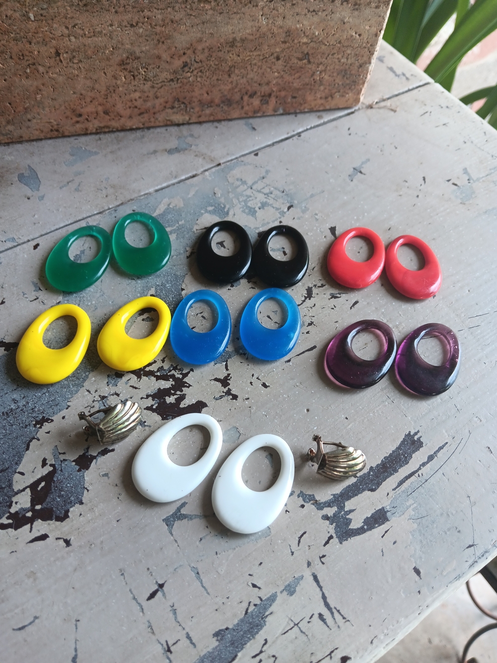 Vintage Kenneth Jay Lane Glass Knocker Hoop Earrings Interchangeable Rare Set
